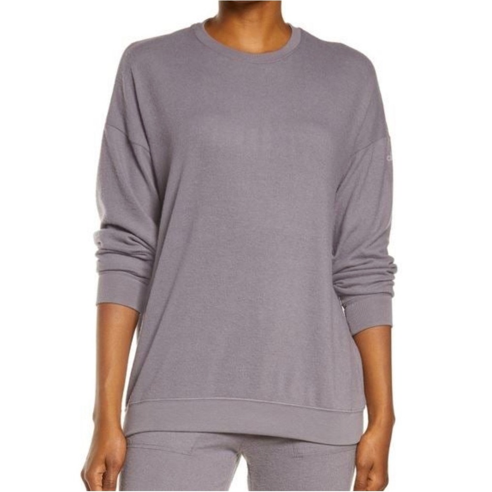Alo Yoga Alosoft Glimpse Long Sleeve Crewneck Pullover Purple Sweatshirt Size S